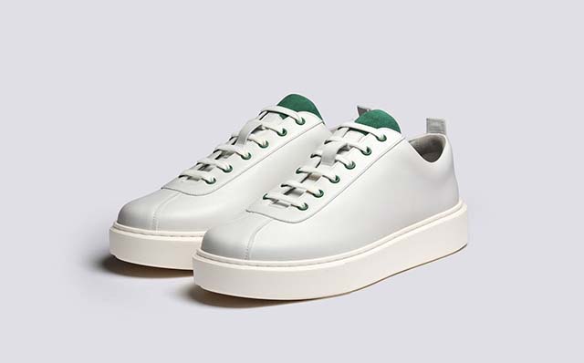 Grenson Sneaker 30 Mens Sneakers in White/Green Leather GRS114114